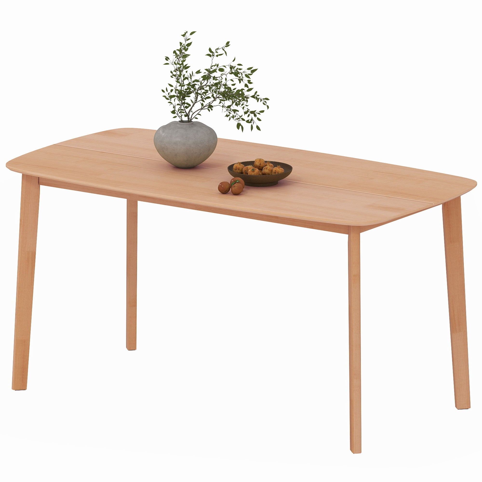 Pine Wood Dining Table For 6, 47 Rustic Rectangular Kitchen Table With Large Tabletop For Dining Room, Natural
