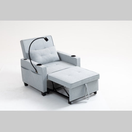3-in-1 Futon Chair Bed Convertible Chair 3-in-1 Pull Out Sleeper Chair Beds With USB Ports,Wear-resistant And Anti-scratch, Armchair Bed Sleeper For Living Room,Grey.