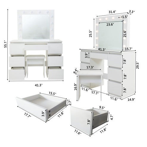 Tocador de maquillaje Makeup Vanity White Vanity Tables With Mirror And Light