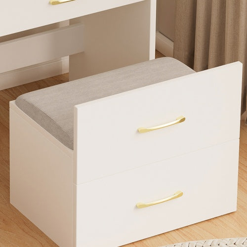 Tocador Dressing Table 3 In 1 Vanity Desk With Open Top Mirror,Small Make Up Vanity Set With Visible Glass Desktop,Compact Makeup Vanity With 3 Drawers,Dressing Table For Bedroom