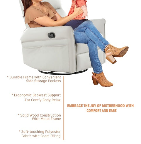 Recliner chair Modern Small Swing Swivel Recliner Bedroom Chair