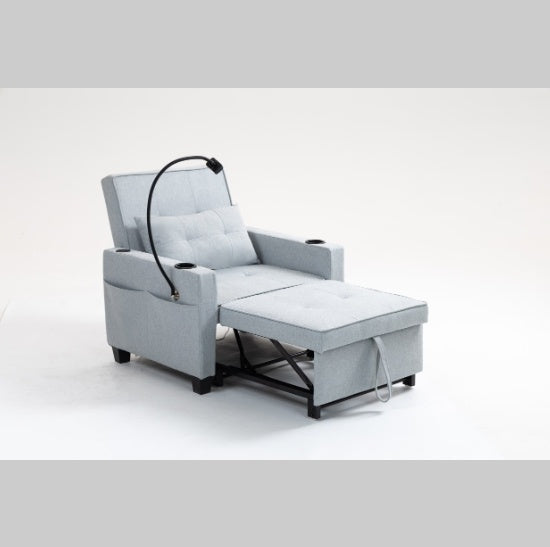 3-in-1 Futon Chair Bed Convertible Chair 3-in-1 Pull Out Sleeper Chair Beds With USB Ports,Wear-resistant And Anti-scratch, Armchair Bed Sleeper For Living Room,Grey.