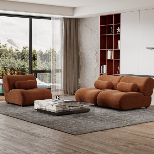 Modular Sofa With Plush Chenille Upholstery - 3-Seat Sectional With Deep Seating & Soft Backrest - Perfect For Living Room Decor
