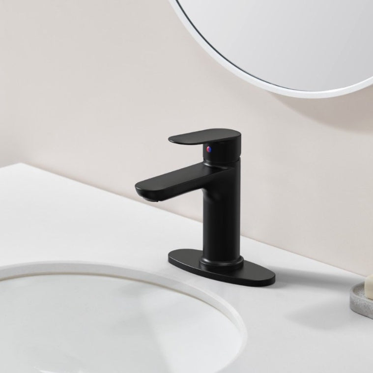 Matte Black Single Handle Bathroom Faucet With Deck For 1 Or 3 Holes Laundry Vanity Sink Faucet With Two 9 16 Hoses