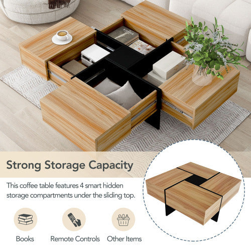 Coffee Table With 4 Hidden Storage Compartments
