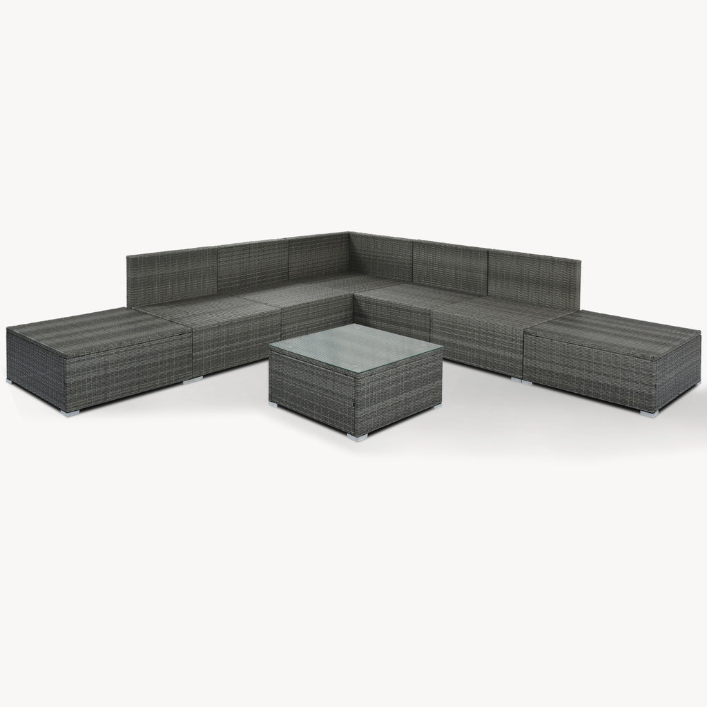 Juego de muebles exterior 8-Pc Outdoor Patio Furniture Set, Garden Wicker Sofa, Single Sofa Combinable