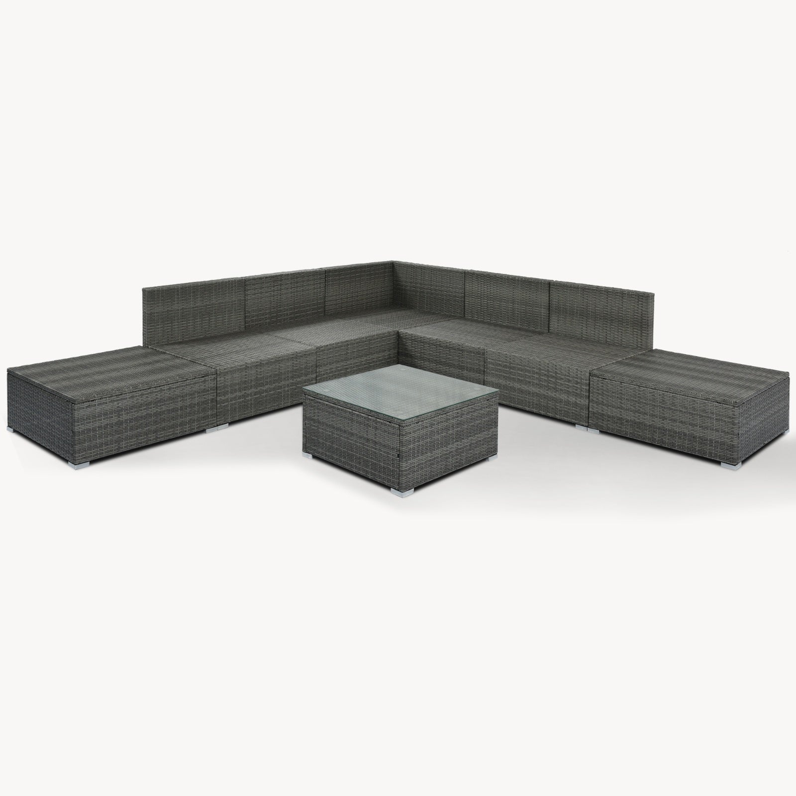 Juego de muebles exterior 8-Pc Outdoor Patio Furniture Set, Garden Wicker Sofa, Single Sofa Combinable