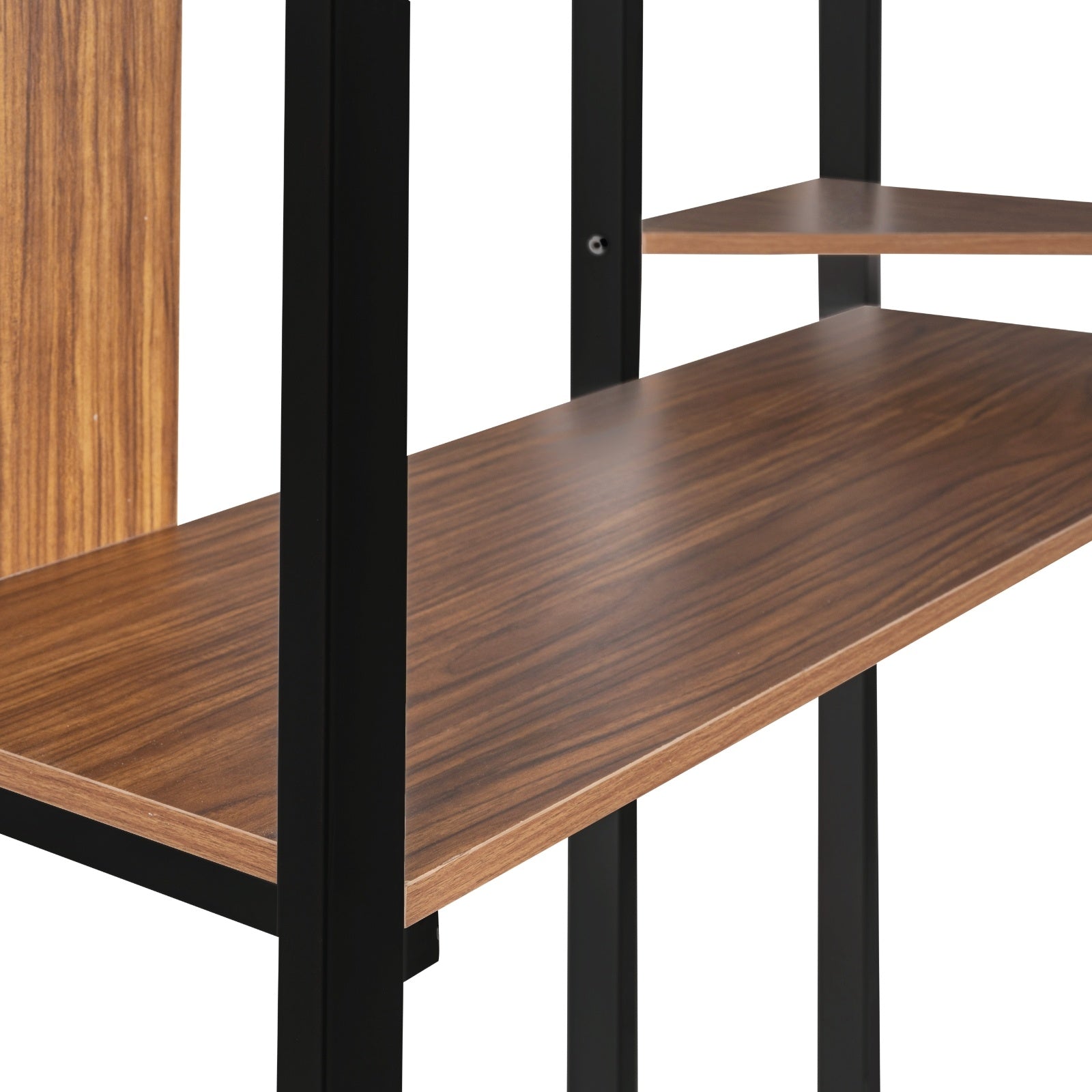 Twin Metal Loft Bed With 2 Shelves And One Desk ,BLACK