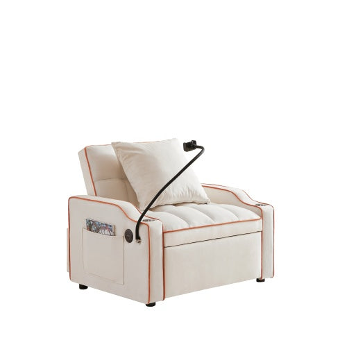 3-in- 1 Sofa Bed, Convertible Sleeper Chair Sofa Bed Adjustable Pull Out Sleeper Chair Bed Multi-Pockets Folding Sofa Bed For Living Room Bedroom Small Space