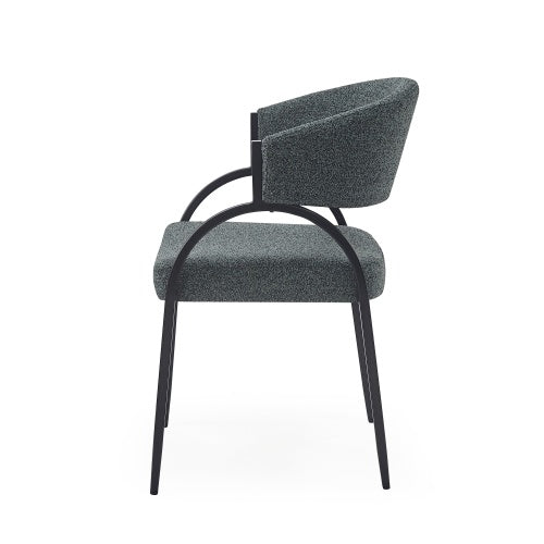 Upholstered Dining Chairs With Metal Legs Set Of 2,Dark Green Black