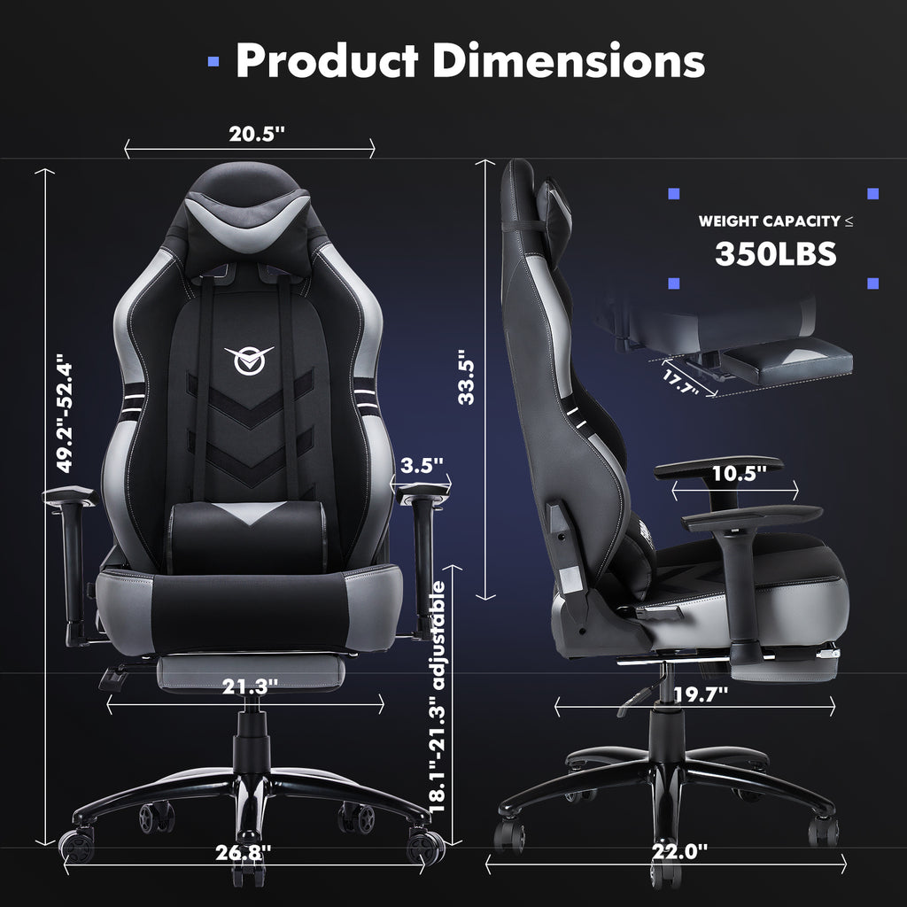 Gaming Chair 350lbs Racing Computer Gaming Chair