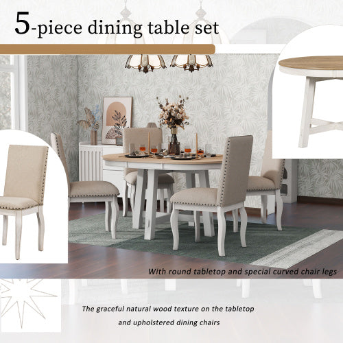 Juego de comedor 5-piece Farmhouse Wooden Dining Table Set