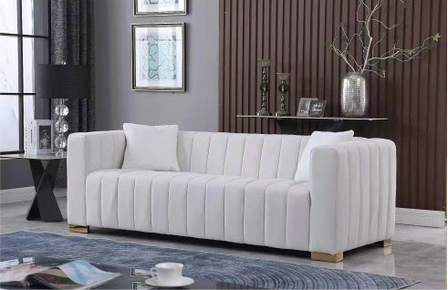 Sofa Modern Channel Sofa Take On A Traditional Chesterfield,Black Color,3 Seater