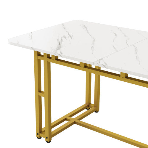 Mesa de Metal Frame Rectangular Dining Table Modern Kitchen Table
