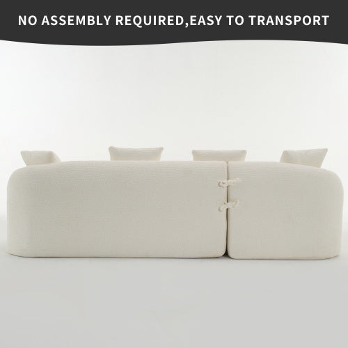 L-Shaped GREY COMPRESSION SOFA Combining Chaise Longue With 3-seater, Wood Grain Chenille Fabric, Full Sponge Compression Sofa,combined Sofa With 4 Pillows For Living Home Furniture Apartment