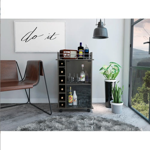 Savannah 6-Bottle 3-Shelf Bar Cart Carbon Espresso