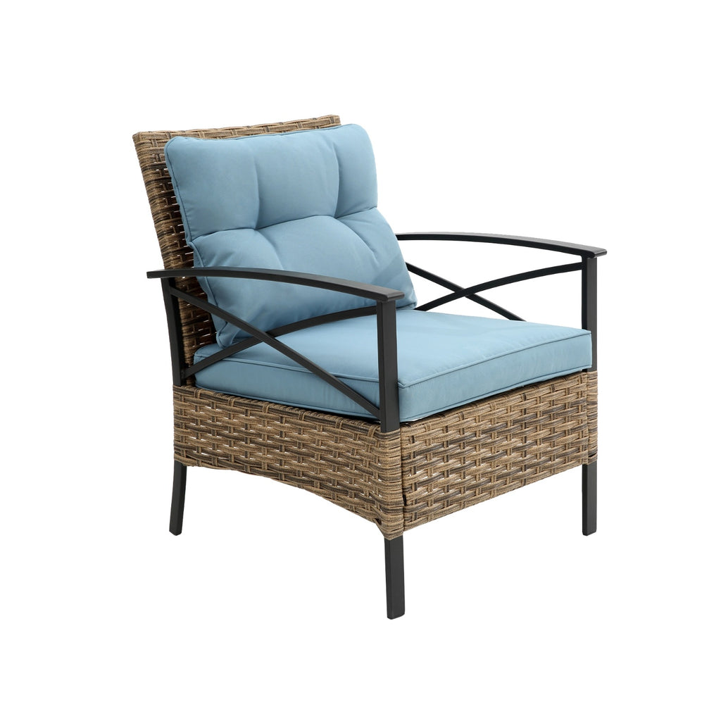 Juego de muebles exterior 4-Piece Patio Sectional Low Dining Sofa Set - KD Rattan Wicker Outdoor Furniture