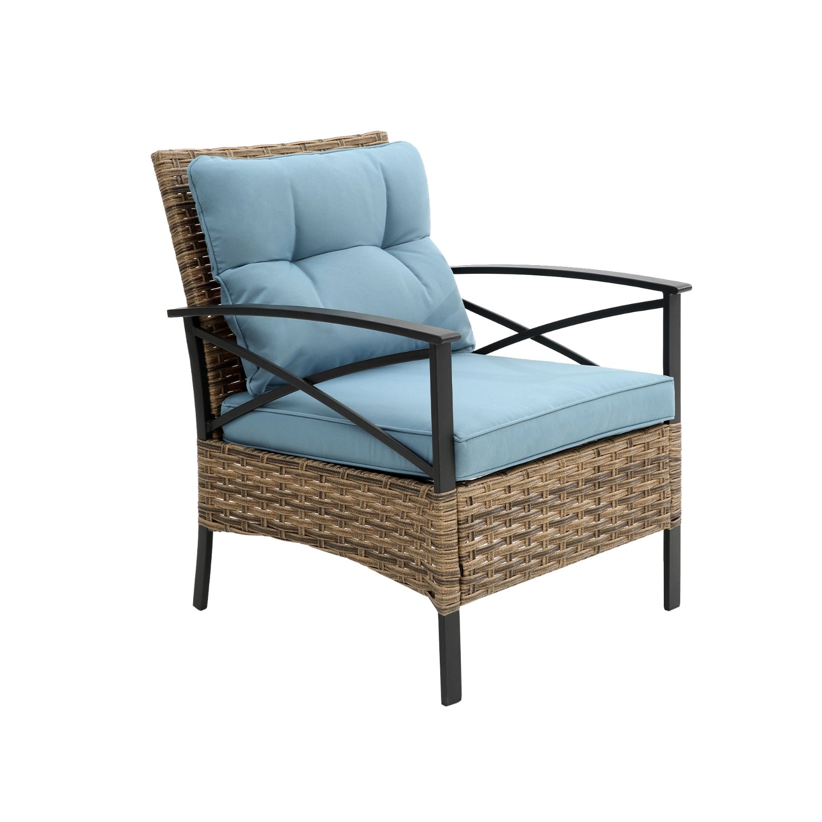 Juego de muebles exterior 4-Piece Patio Sectional Low Dining Sofa Set - KD Rattan Wicker Outdoor Furniture