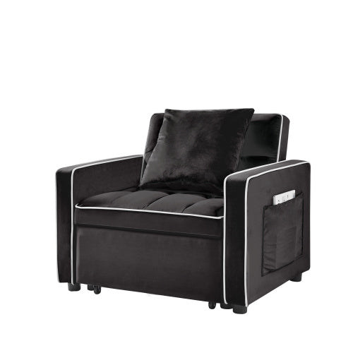 3-in 1 Sofa Bed Chair Folding Sofa Bed Adjustable Back Into A Sofa Recliner Single Bed  Modern Chair Bed Berth Black negro