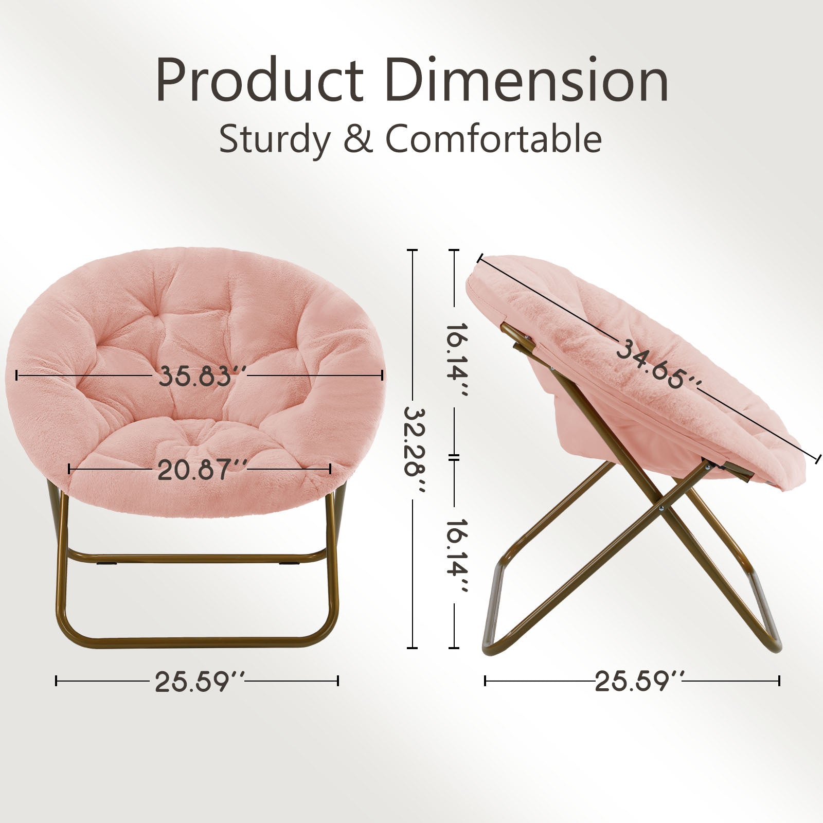 Comfortable Disc Chairs Faux Fur Furniture Bedroom Living Room  Size White