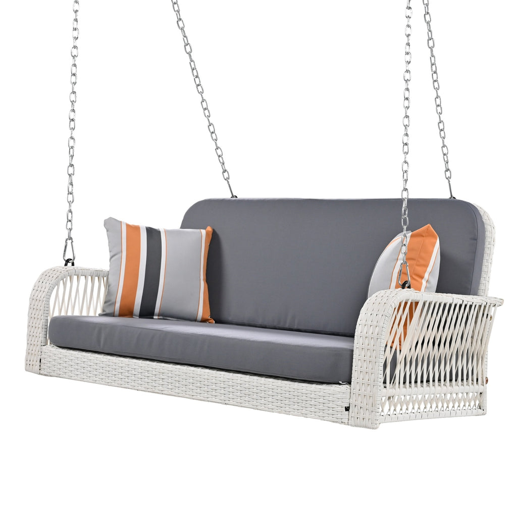Columpio Wicker Porch Swing, 2-Seater Hanging Bench With Chains, Patio Furniture Swing For