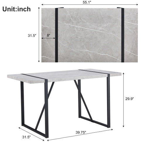 Mesa de comedor para Modern Dining Table, 55 Inch Kitchen Table For 4 People, Rectangular Dinner Table For Dining Room, Home Office, Living Room Furniture, Easy Assembly,