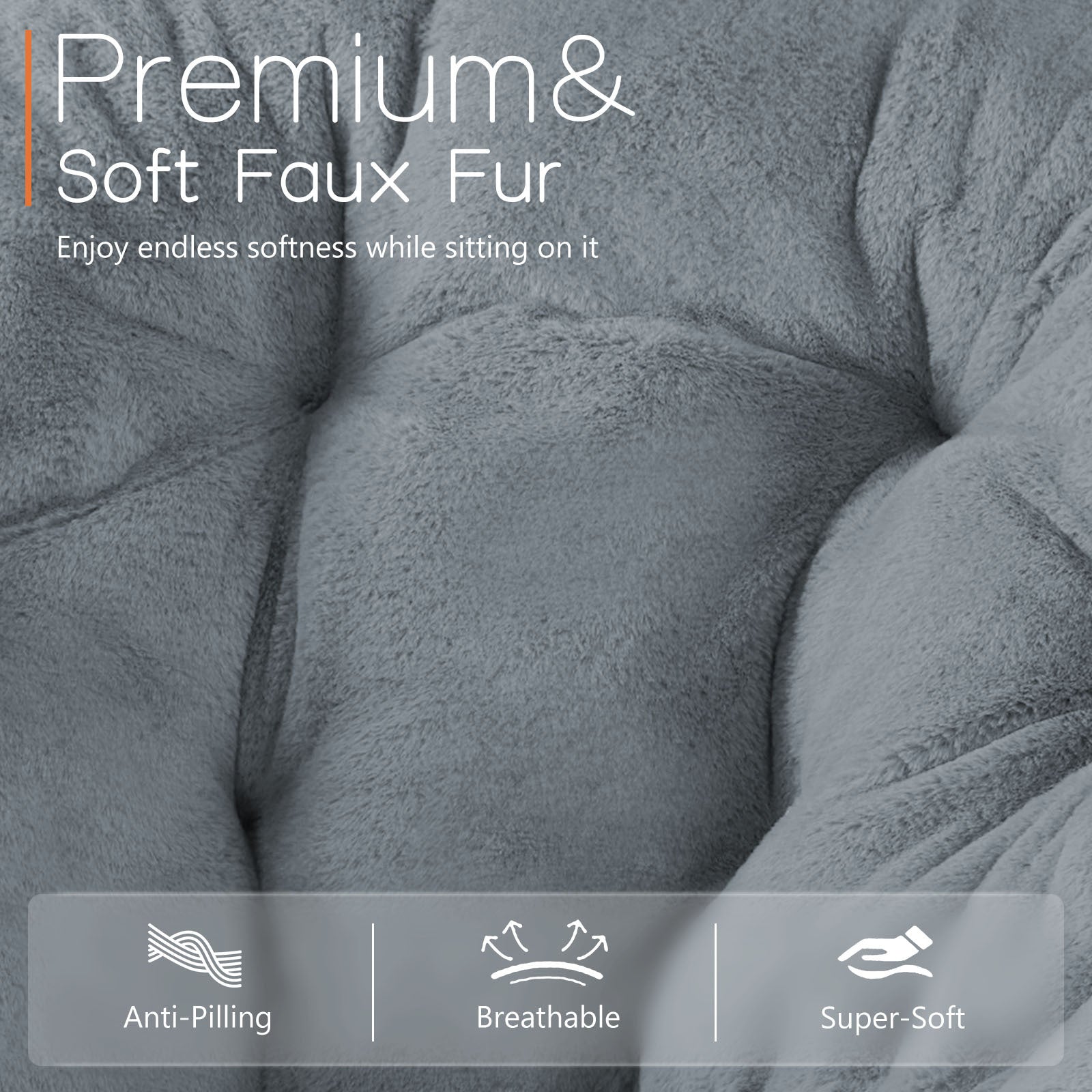 Comfortable Disc Chairs Faux Fur Furniture Bedroom Living Room  Size White