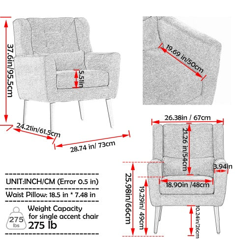 ARMCHAIR Modern Upholstered Chairs Living Room, Bedroom,