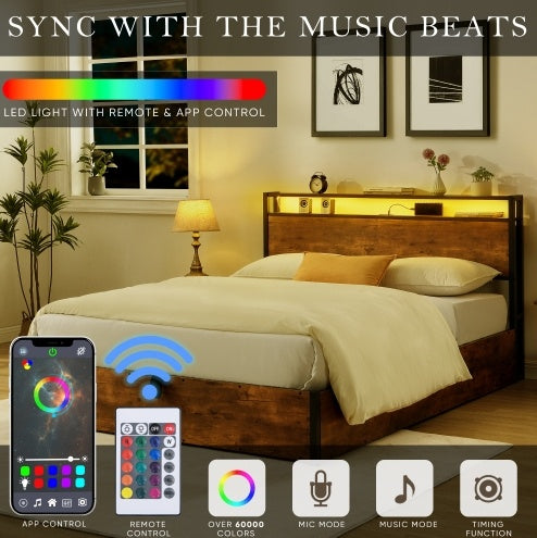 Plataforma Wooden Platform Bed Frame With Lifting And Charging Station