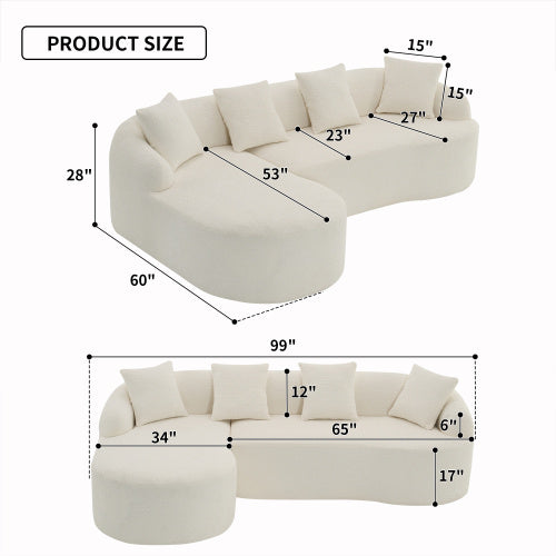 L-Shaped GREY COMPRESSION SOFA Combining Chaise Longue With 3-seater, Wood Grain Chenille Fabric, Full Sponge Compression Sofa,combined Sofa With 4 Pillows For Living Home Furniture Apartment