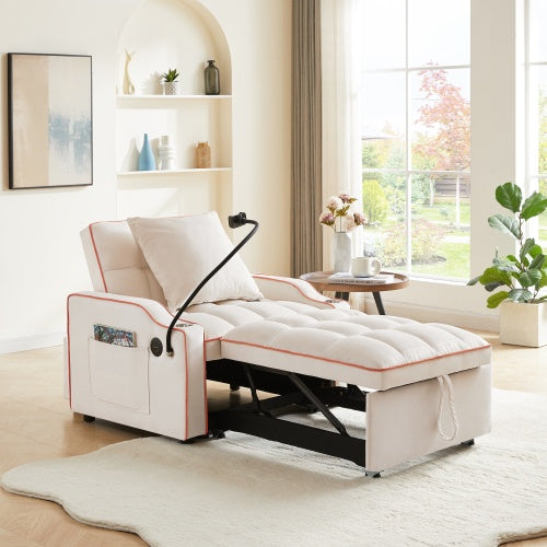 3-in- 1 Sofa Bed, Convertible Sleeper Chair Sofa Bed Adjustable Pull Out Sleeper Chair Bed Multi-Pockets Folding Sofa Bed For Living Room Bedroom Small Space