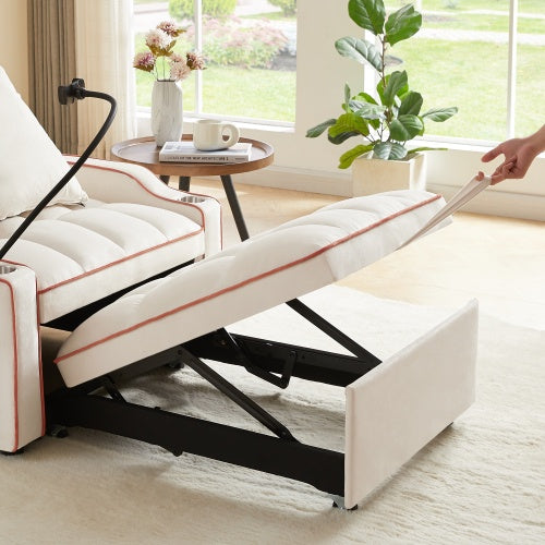 3-in- 1 Sofa Bed, Convertible Sleeper Chair Sofa Bed Adjustable Pull Out Sleeper Chair Bed Multi-Pockets Folding Sofa Bed For Living Room Bedroom Small Space