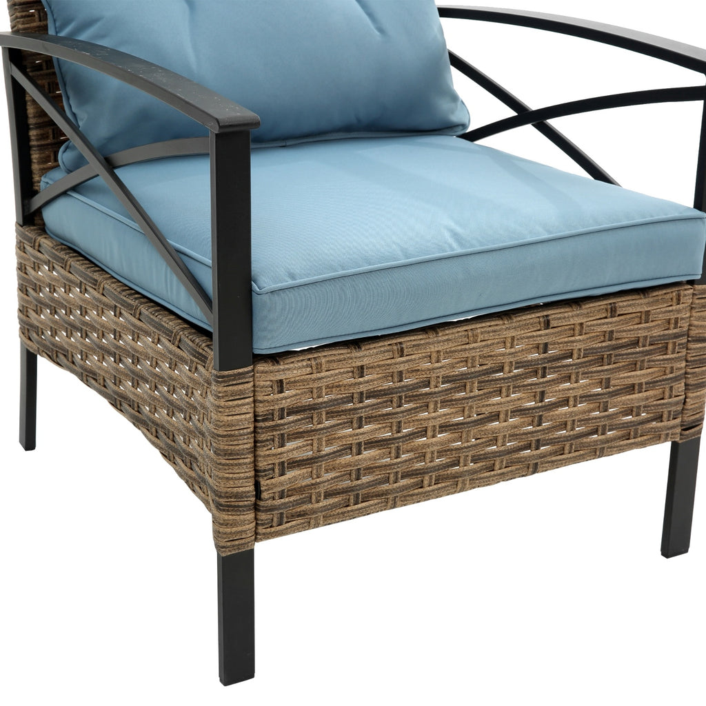 Juego de muebles exterior 4-Piece Patio Sectional Low Dining Sofa Set - KD Rattan Wicker Outdoor Furniture