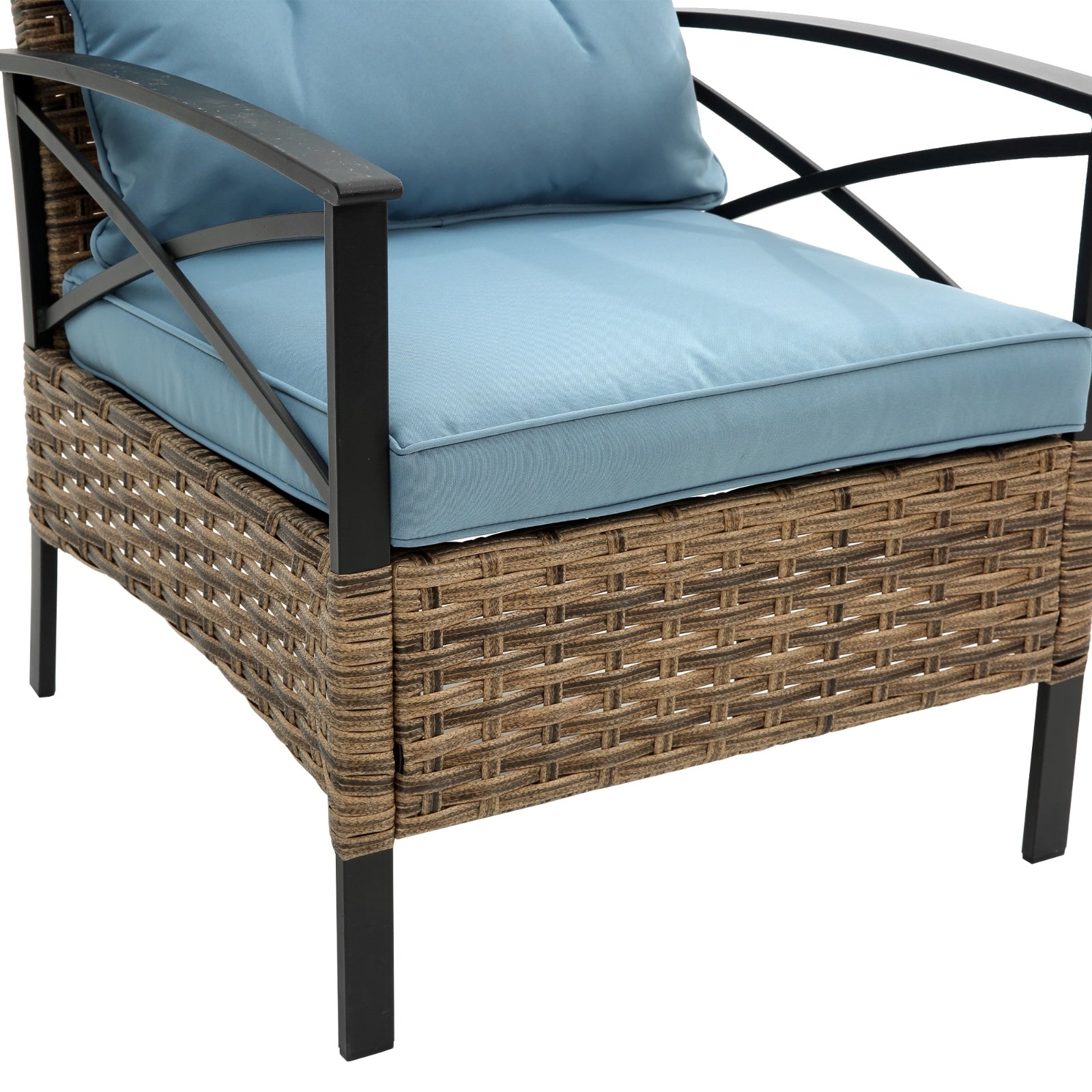 Juego de muebles exterior 4-Piece Patio Sectional Low Dining Sofa Set - KD Rattan Wicker Outdoor Furniture