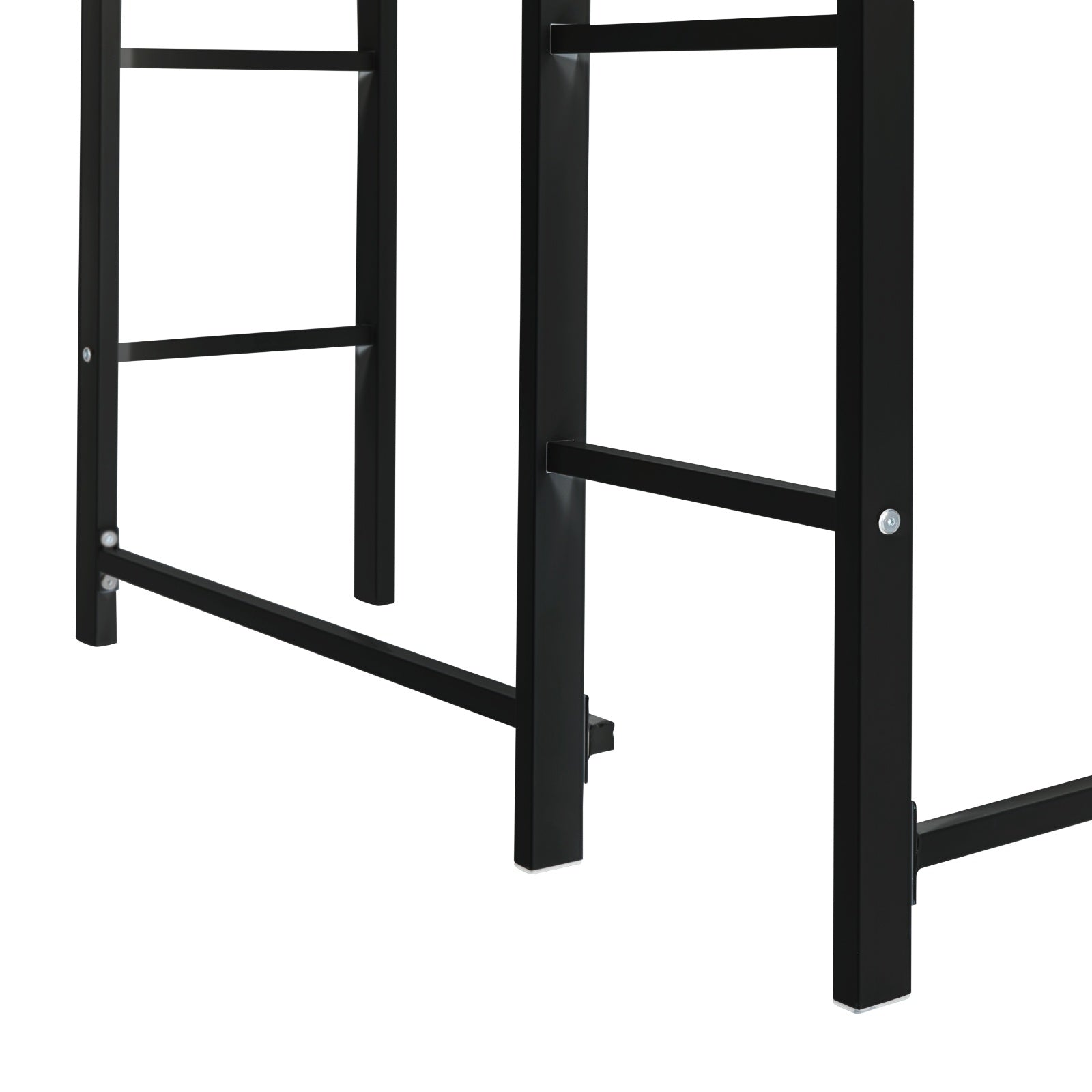 Twin Metal Loft Bed With 2 Shelves And One Desk ,BLACK