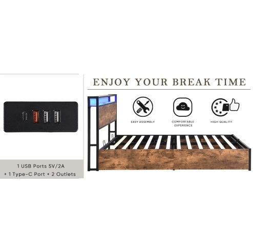 Plataforma Wooden Platform Bed Frame With Lifting And Charging Station
