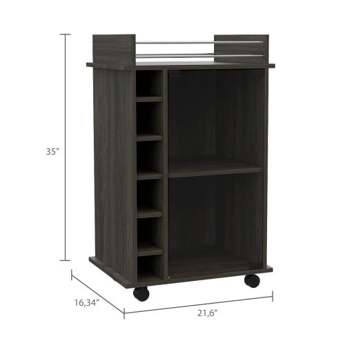 Savannah 6-Bottle 3-Shelf Bar Cart Carbon Espresso