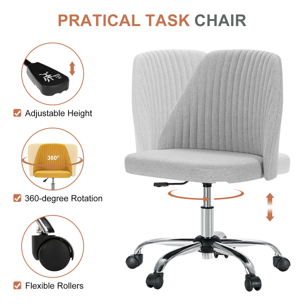 Modern Fabric Armless Adjustable Swivel Office Desk Chairs With Wheels