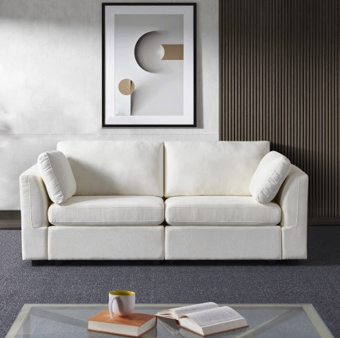 Modular Sofa Whiten Chenille Fabric, Simple And Grand, The Seat And Back Is Very Soft. This Is Also A KNOCK DOWN Sofa