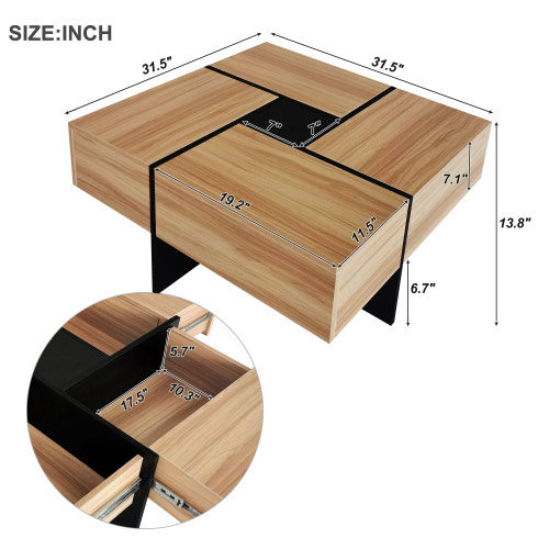 Coffee Table With 4 Hidden Storage Compartments