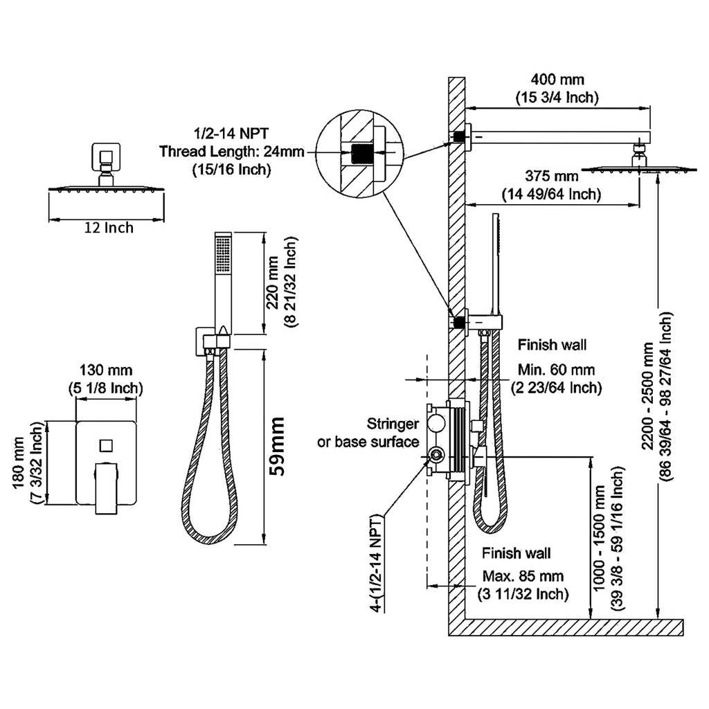 Shower System Shower Faucet Combination Set Wall Mounted, Unable To Ship On Weekends