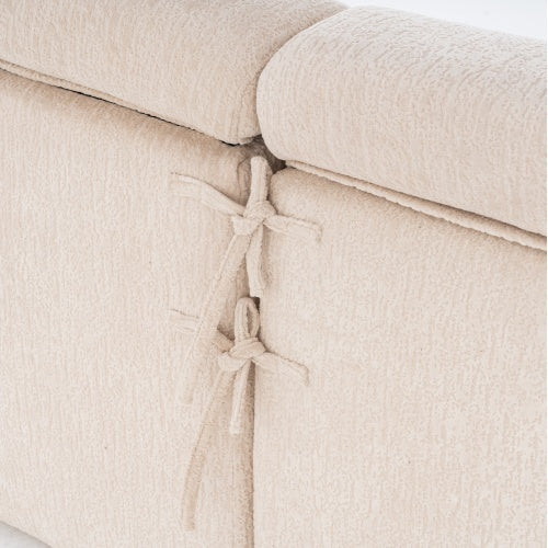 LY-029 APRICOT COMPRESSION SOFA 4-seater Combined Sofa, Wood Grain Chenille Fabric, Full Sponge Compression Sofa,combined Sofa With 2 Pillows For Living Home Furniture Apartment