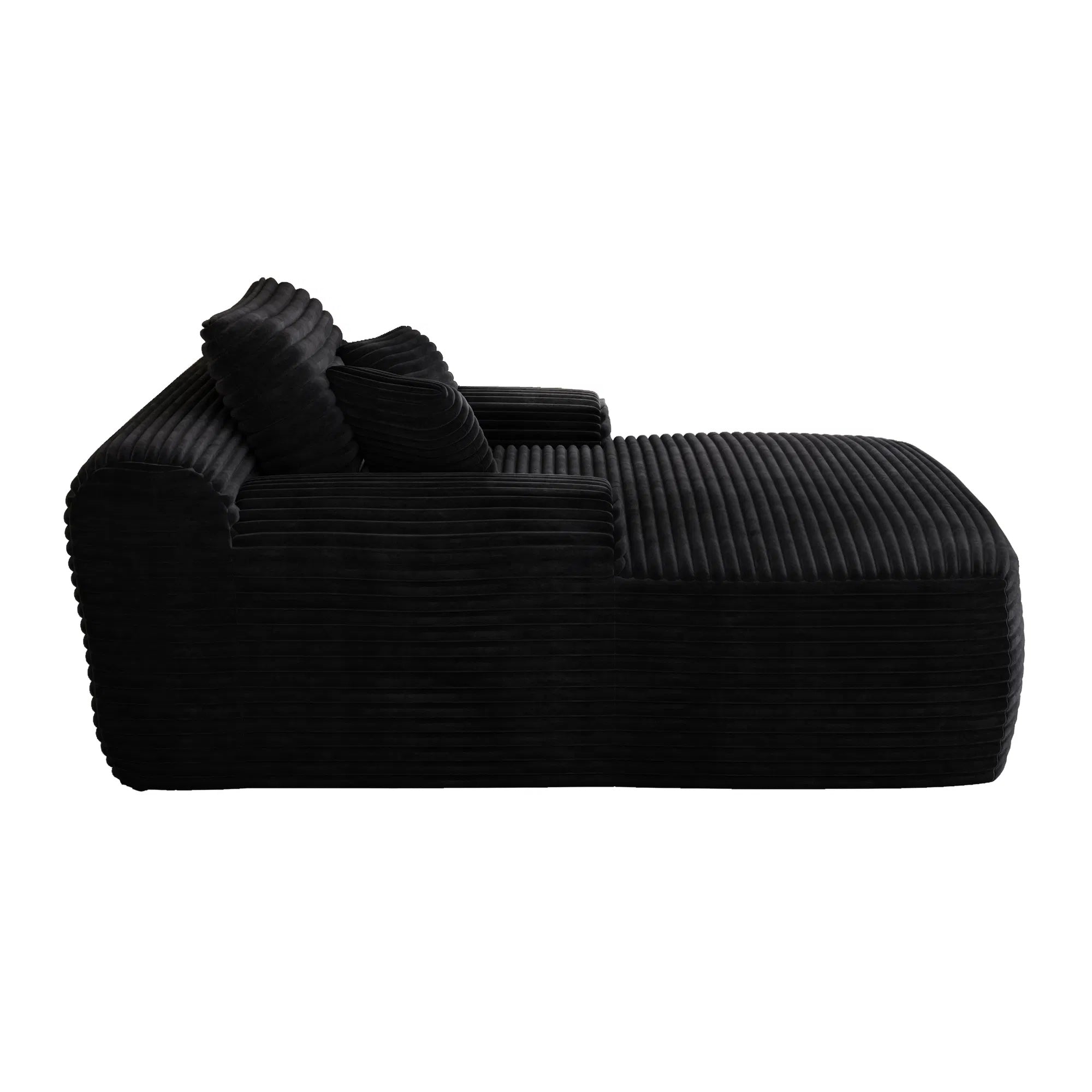 Loveseat Chaise Lounge Chair, Couches For Living Room, Oversized Upholstered Sleeper Indoor, Cloud Sofa Bed Indoor Deep Seat, No Assembly Required Corduroy Black