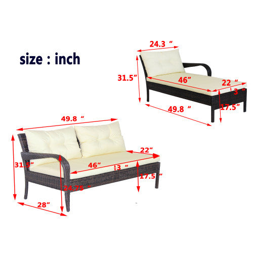 Mueble exterior Outdoor Patio Furniture Sets 2 Piece Conversation Set Wicker Ratten Sectional Sofa With Seat CushionsBeige Cushion
