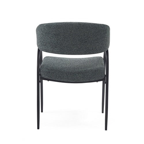 Upholstered Dining Chairs With Metal Legs Set Of 2,Dark Green Black