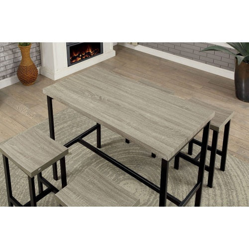 Juego de comedor 5 Pc Counter Height Table Set Two Tone Design Black Gray Dining Chairs Sturdy Metal Construction PVC Plastic Top Dining Room Furniture