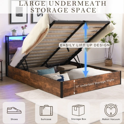 Plataforma Wooden Platform Bed Frame With Lifting And Charging Station