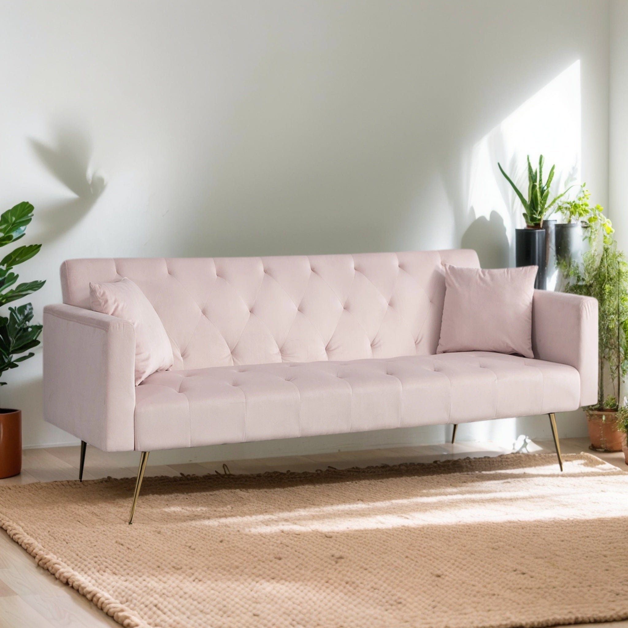 Modern Velvet  Sofa Bed Folding Futon For Lving Room
