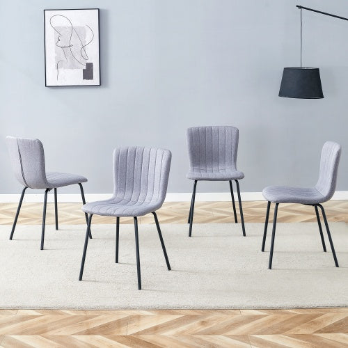 Luxury Minimalist Chairs - A Set Of 4 High Quality Dining Chairs With Black Metal Legs. The Integral Metal Leg Structure Is Suitable For Various Interior Decoration Styles.