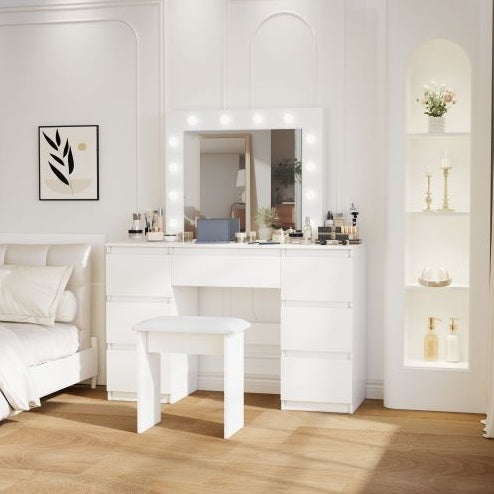Tocador de maquillaje Makeup Vanity White Vanity Tables With Mirror And Light